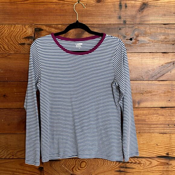 Land's End Stripe Long Sleeve Tee 100% Cotton size Medium P - Picture 1 of 3